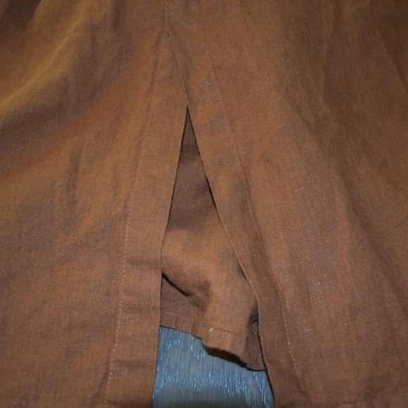 Flax maxi linen skirt and top brown button down - Picture 8 of 12
